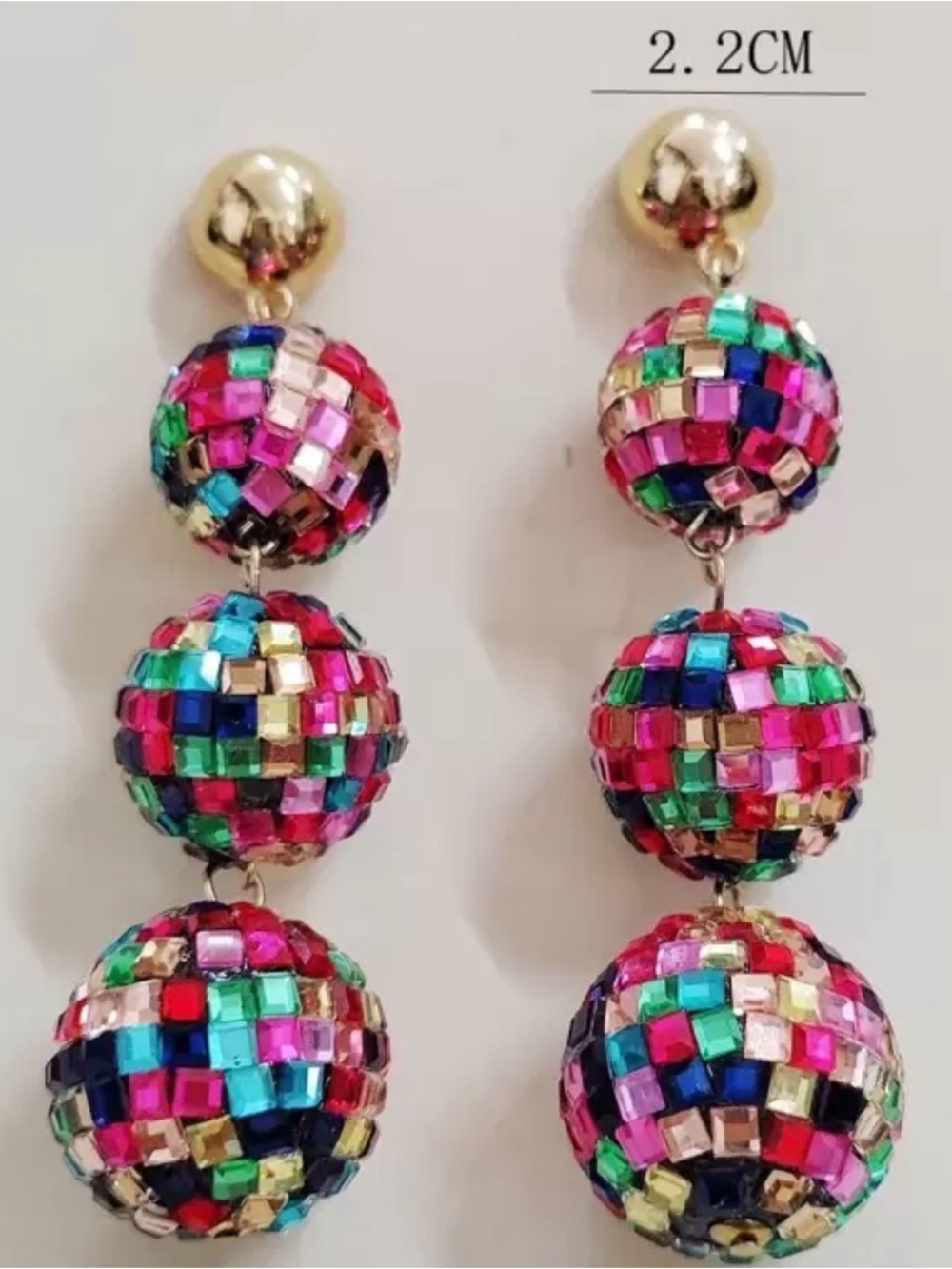 Multicolor Beaded Triple Drop Dangle Earrings - Statement Women's Jewelry - Picture 2 of 3